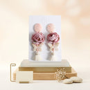 Pink Oversized Flower Butterfly Tassel Earrings