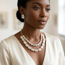 Aurbo Emerald Cut Crystal 2 Row Necklace Set