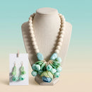 Mint Green Floral Garden Statement Bib Necklace