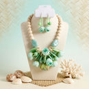 Mint Green Floral Garden Statement Bib Necklace