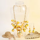 Yellow Floral Garden Fringe Statement Necklace