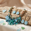 Turquoise Coral Starfish Bib Seaside Gold Necklace
