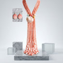 Marbled Pink and Stone Bead Tassel Y Necklace