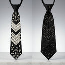 Chevron Pearl Studded Black Necktie Necklace