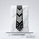 Chevron Pearl Studded Black Necktie Necklace