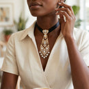 Gold Filigree Rhinestone Necktie Choker Necklace
