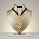 Gold Filigree Rhinestone Necktie Choker Necklace
