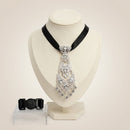 Silver Filigree Rhinestone Necktie Choker Necklace