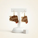 Gold Queen Raised Fist Fish Hook Earrings