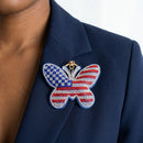 USA Patriotic Butterfly Padded Keychain Bag Clip