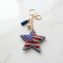 USA Patriotic Star Padded Keychain Bag Clip