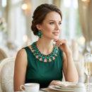 Green Glass Crystal Collar Red Carpet Necklace Set