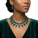 Green Glass Crystal Collar Red Carpet Necklace Set