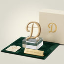 Gold Cursive D Initial Letter Pearl Brooch Pin