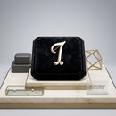 Gold Cursive T Initial Letter Pearl Brooch Pin