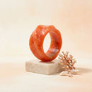 Bangle Vintage Orange Resin Wavy Chunky Bracelet