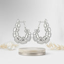 Chunky Silver Textured Segmented Hoop Earrings
