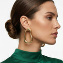 Stud Brushed Matte Gold Wavy Oval Earrings
