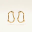 Stud Brushed Matte Gold Wavy Oval Earrings