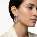 Stud Brushed Matte Silver Wavy Oval Earrings