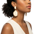 Ivory Pearlescent Organic Teardrop Gold Earrings