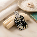 Drop Oversized Black Turtle Shell Silver Earrings