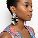 Drop Oversized Black Turtle Shell Silver Earrings