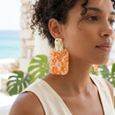 Drop Oversized Orange Pearlescent Opulent Earrings