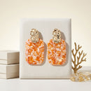 Drop Oversized Orange Pearlescent Opulent Earrings