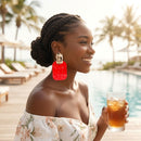 Drop Oversized Red Pearlescent Opulent Earrings
