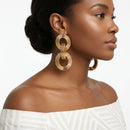 Chunky Gold Squared Tubogas Coil Drop Earrings