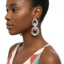 Chunky Silver Squared Tubogas Coil Drop Earrings
