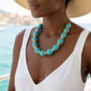 Chunky Turquoise Crackle & Gold Spacer Necklace
