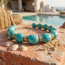 Chunky Turquoise Crackle & Gold Spacer Necklace