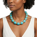 Chunky Turquoise Crackle & Gold Spacer Necklace