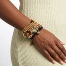 Memory Wire Earthy Bead Butterfly Flower Bracelet