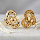 Chunky Gold Interlocking Knot 80s Stud Earrings