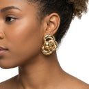 Chunky Gold Interlocking Knot 80s Stud Earrings