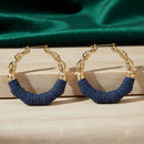 Hoop Denim Jeans Gold Bamboo Texture Earrings