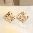 Gold Hammered Diamond Cross Large Stud Earrings