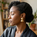 Gold Clip On Stacked Double Dome Chunky Earrings