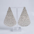 Clip On Silver Hammered Teardrop XL Earrings