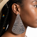 Clip On Silver Hammered Teardrop XL Earrings