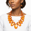 Toggle Chunky Orange Bead Cord Tribal Necklace