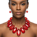 Toggle Chunky Red Bead Cord Tribal Necklace