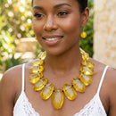 Toggle Chunky Yellow Bead Cord Tribal Necklace