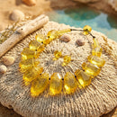 Toggle Chunky Yellow Bead Cord Tribal Necklace