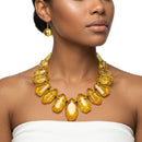 Toggle Chunky Yellow Bead Cord Tribal Necklace
