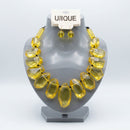 Toggle Chunky Yellow Bead Cord Tribal Necklace