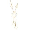 Negligee Long Gold Box Chain Quatrefoil Necklace